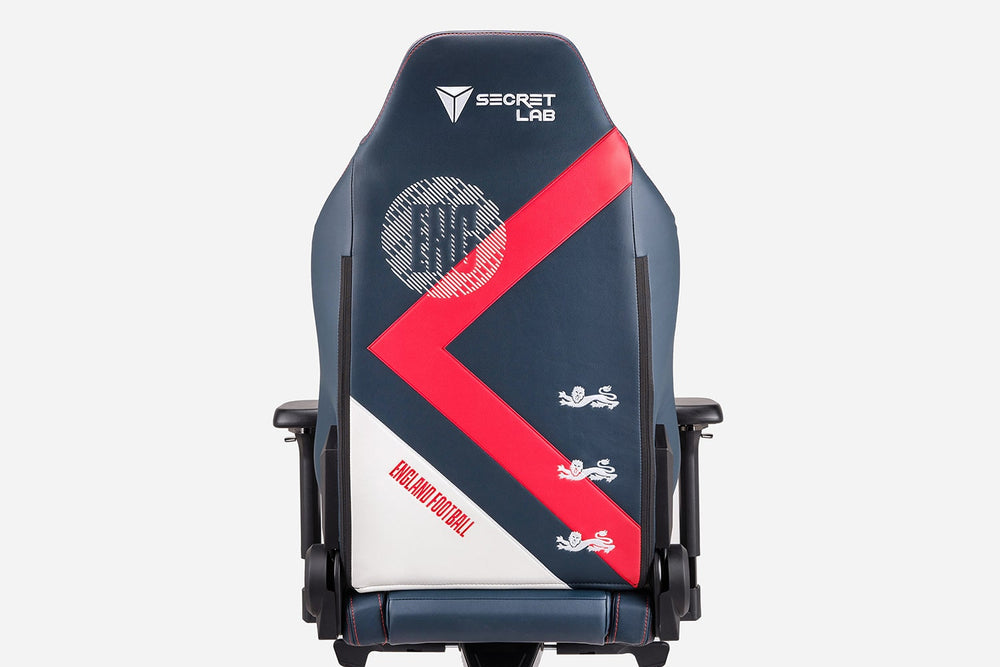 Back shot of Secretlab Three Lions edition gaming chair
