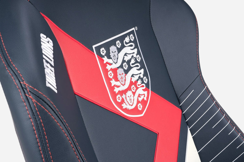 Close up shot of Secretlab Three Lions edition gaming chair