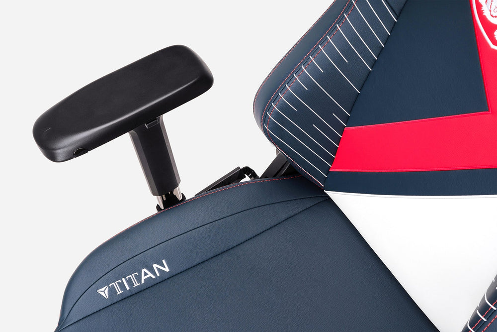 Close up shot of Secretlab TITAN Three Lions edition gaming chair